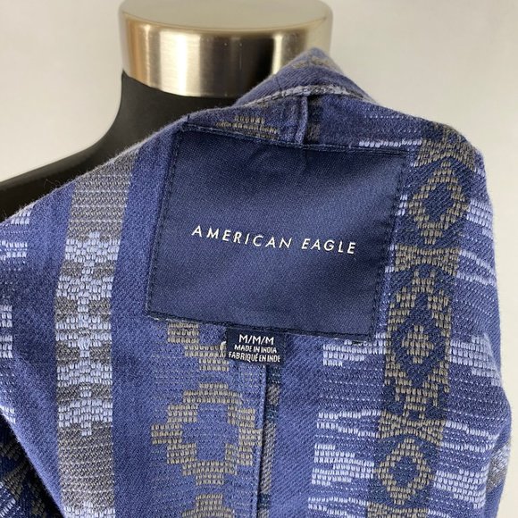 AE M Patterned Open Front Cardigan Top Pockets - Picture 12 of 12